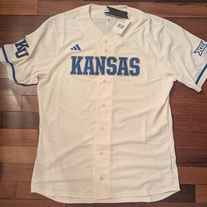 Kansas Jayhawks KU adidas Replica Baseball Jersey Mens XL Cream NWT